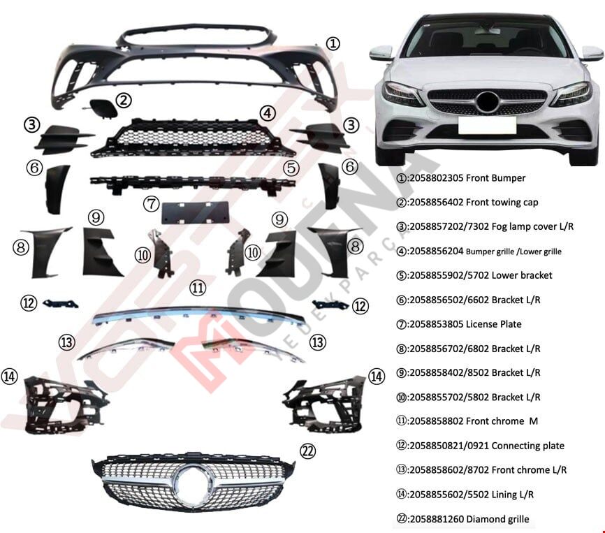 ÖN TAMPON AMG SET (DIAMOND PANJURLU) W205 2019-
